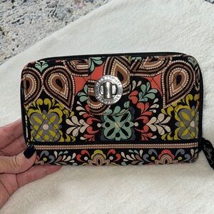 Vera Bradley Black and Orange Patterned Wallet